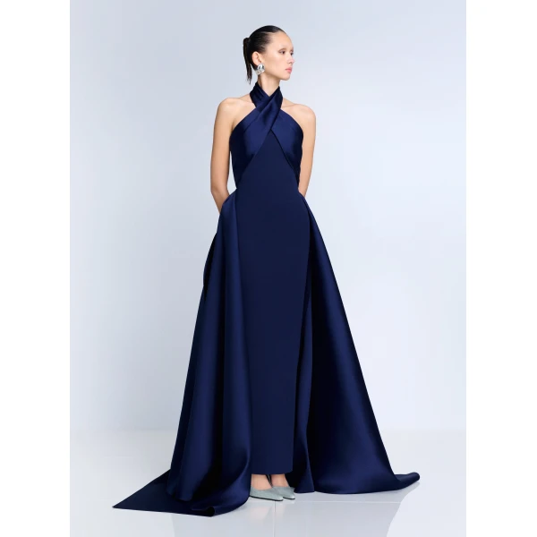 Solace London The Rumi Maxi Dress in Navy