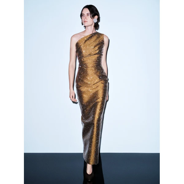 Solace London The Swanson Maxi Dress in Gold