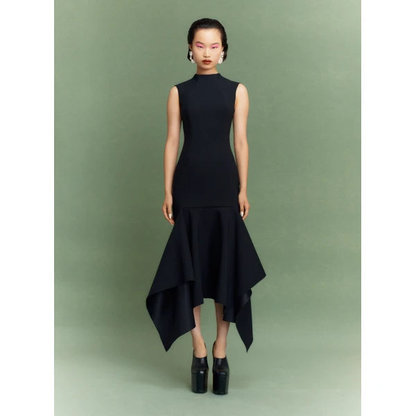 Solace London The Trinity Midi Dress in Black