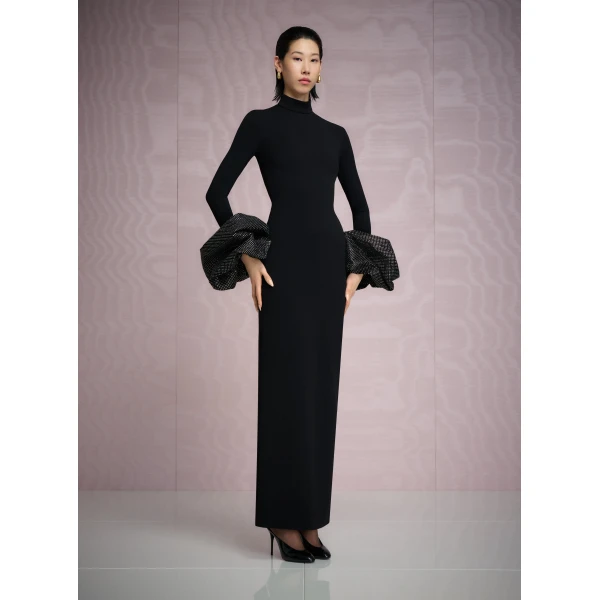 Solace London The Viviana Crystal Maxi Dress in Black