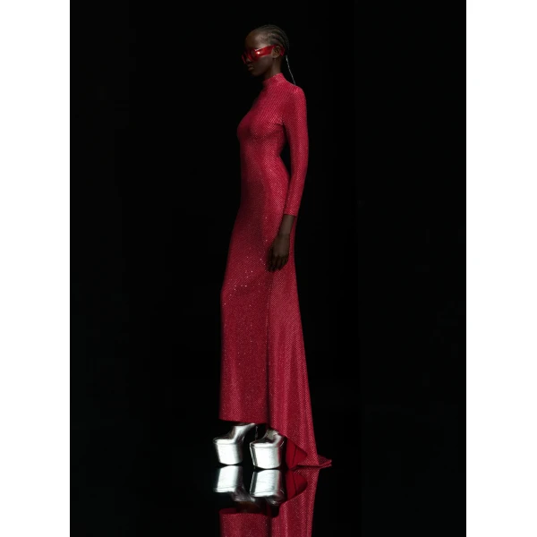 Solace London The Vivienne Crystal Maxi Dress in Ruby
