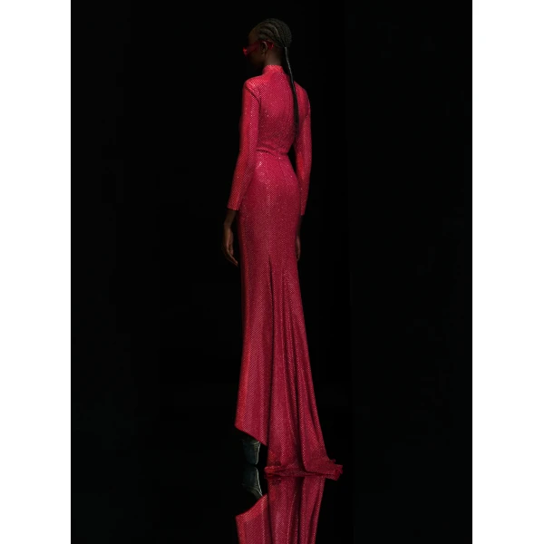Solace London The Vivienne Crystal Maxi Dress in Ruby