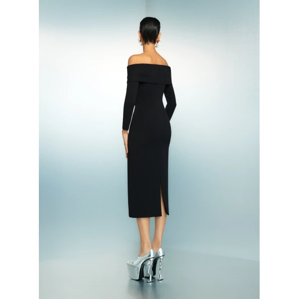 Solace London The Yuni Midi Dress in Black
