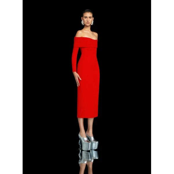 Solace London The Yuni Midi Dress in Red