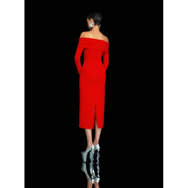 Solace London The Yuni Midi Dress in Red