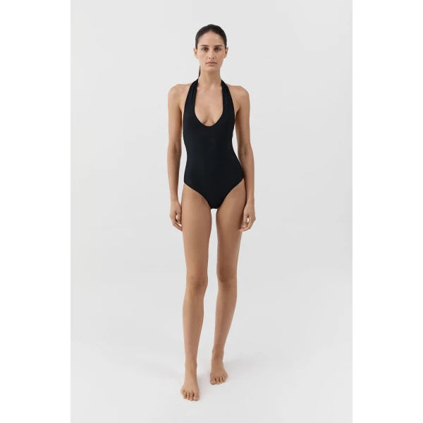 St. Agni 90s Halter One Piece in Black, view 2
