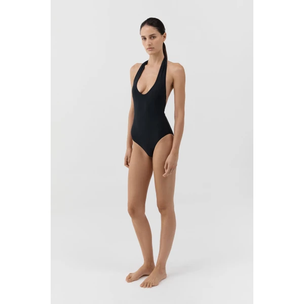 St. Agni 90s Halter One Piece in Black, view 4