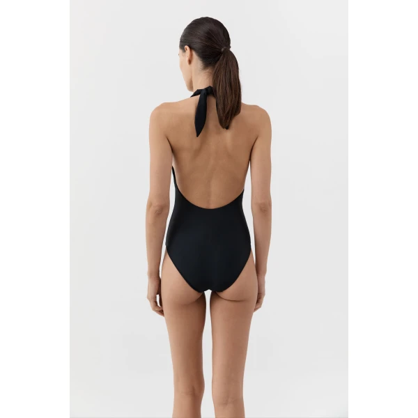 St. Agni 90s Halter One Piece in Black, view 6