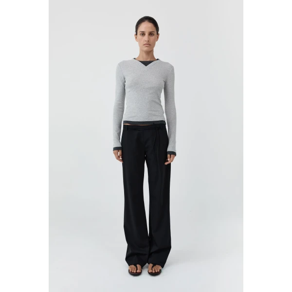 St. Agni 90s Rouleau Minimal Pants in Black, view 2
