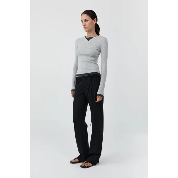 St. Agni 90s Rouleau Minimal Pants in Black, view 6