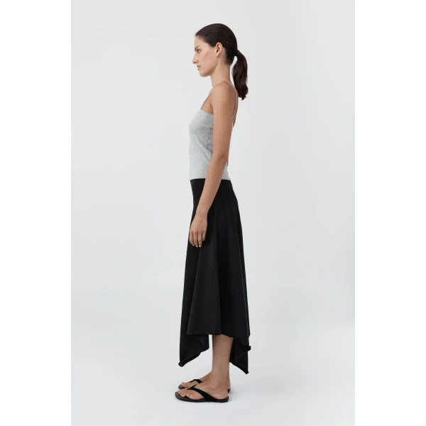 St. Agni Asymm Drape Skirt in Black, view 4