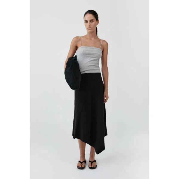 St. Agni Asymm Drape Skirt in Black, view 6