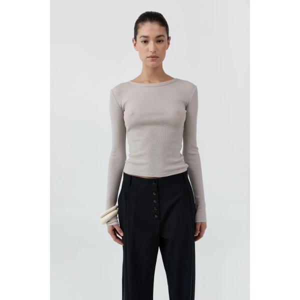 St. Agni Baby Wool Long Sleeve Top in Soft Ash, view 2