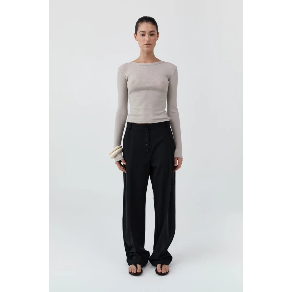 St. Agni Baby Wool Long Sleeve Top in Soft Ash, view 3
