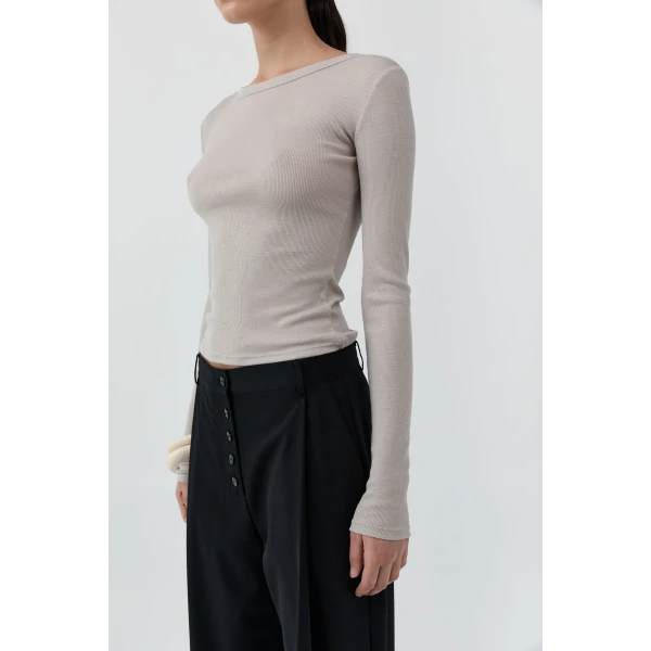 St. Agni Baby Wool Long Sleeve Top in Soft Ash, view 4