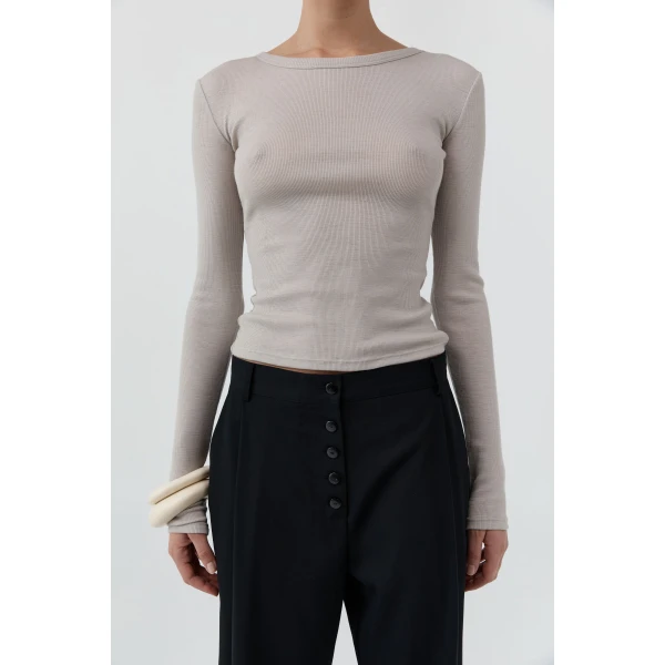 St. Agni Baby Wool Long Sleeve Top in Soft Ash, view 5