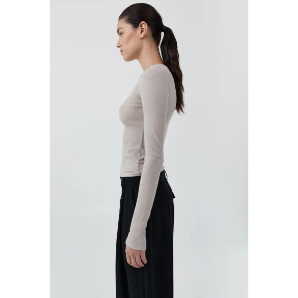 St. Agni Baby Wool Long Sleeve Top in Soft Ash, view 6