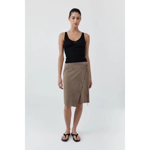 St. Agni Baby Wool Scoop Cami in Black, view 3