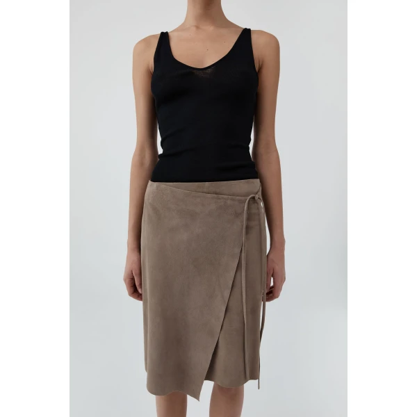 St. Agni Baby Wool Scoop Cami in Black, view 6