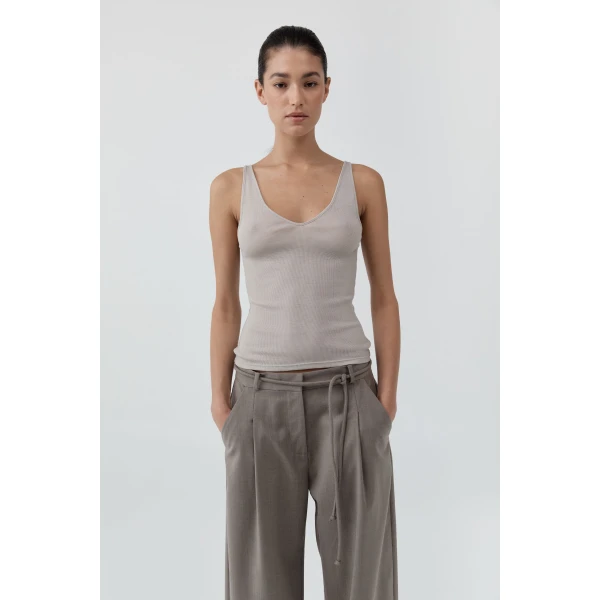 St. Agni Baby Wool Scoop Cami in Soft Ash, view 2