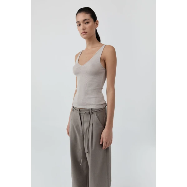 St. Agni Baby Wool Scoop Cami in Soft Ash, view 4