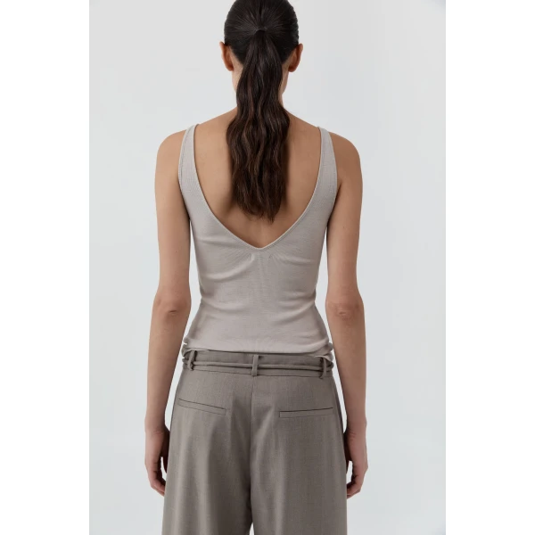 St. Agni Baby Wool Scoop Cami in Soft Ash, view 5
