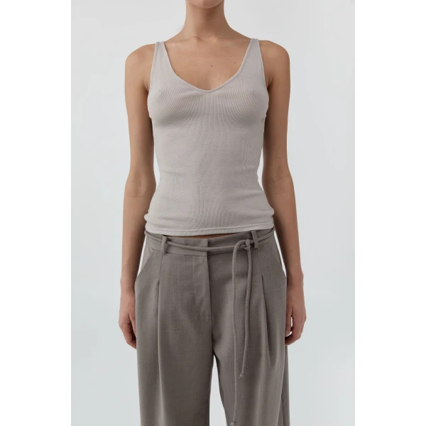 St. Agni Baby Wool Scoop Cami in Soft Ash, view 6
