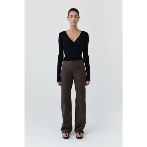 St. Agni Baby Wool Wrap Top in Black, view 2