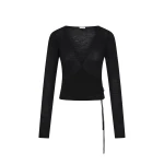 St. Agni Baby Wool Wrap Top in Black