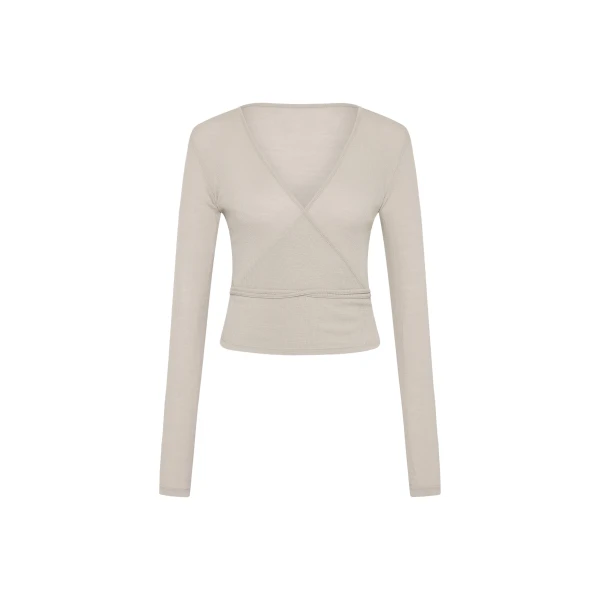 St. Agni Baby Wool Wrap Top in Soft Ash