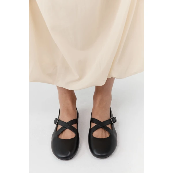 St. Agni Ballerina Flat in Black, view 2