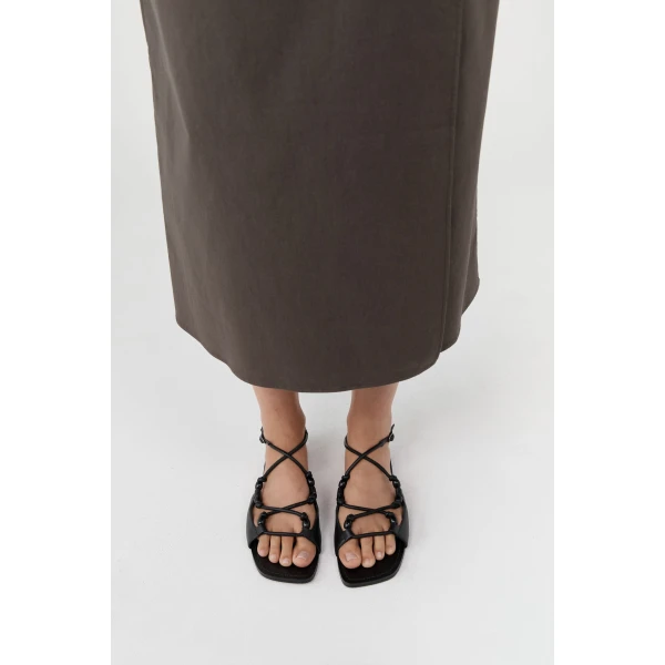 St. Agni Beaded Detail Sandal in Black, view 4