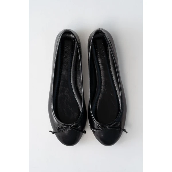 St. Agni Bow Ballet Flat in Black, view 3