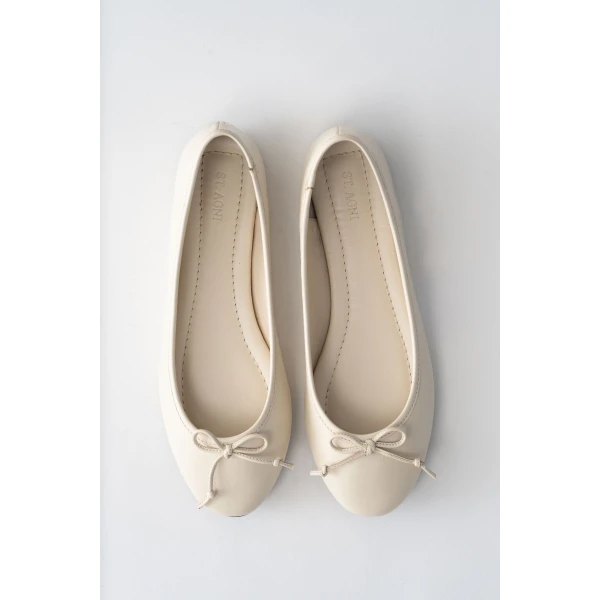 St. Agni Bow Ballet Flat in Parchment, view 3