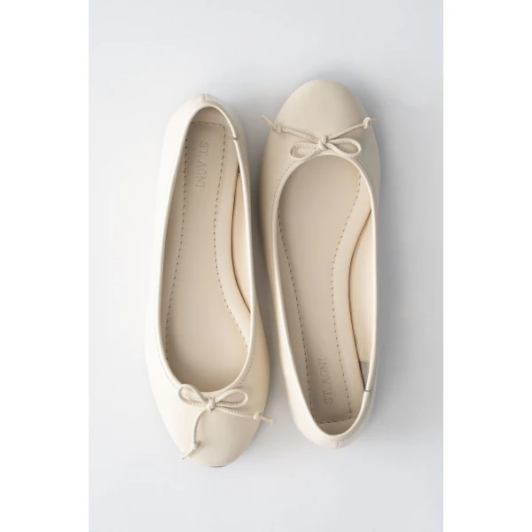 St. Agni Bow Ballet Flat in Parchment, view 5