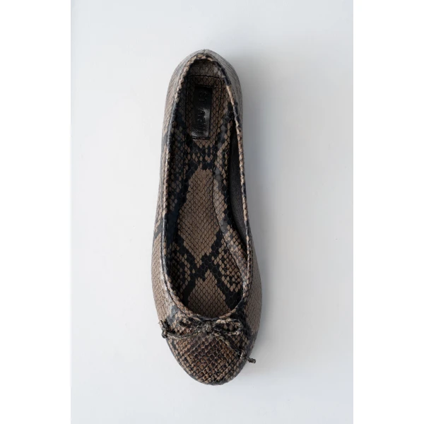 St. Agni Bow Ballet Flat in Python Embossed, view 3