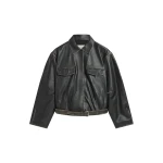 St. Agni Brushed Leather Belted Jacket in Black