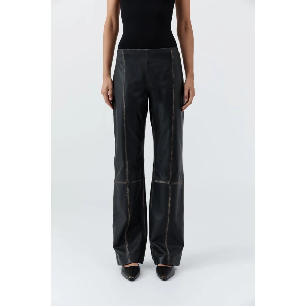 St. Agni Brushed Leather Pants in Black, view 4