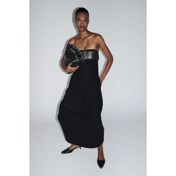 St. Agni Brushed Wide Classic Belt in Black, view 5