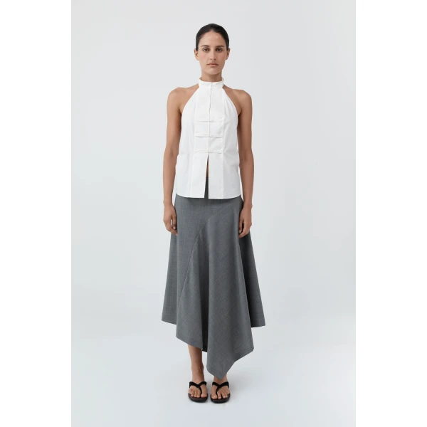 St. Agni Button Detail Halter Top in Off White, view 5