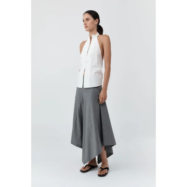 St. Agni Button Detail Halter Top in Off White, view 6