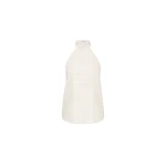 St. Agni Button Detail Halter Top in Off White