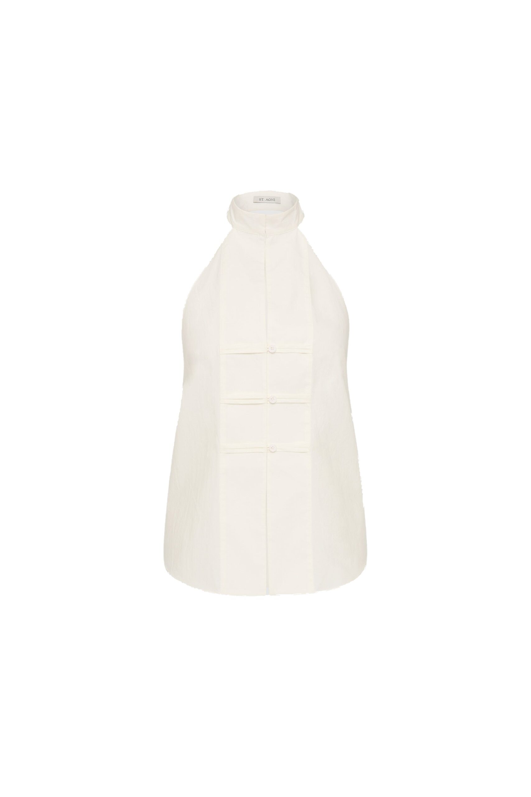 St. Agni Button Detail Halter Top in Off White | Tops | Coveti St. Agni Button Detail Halter Top in Off White