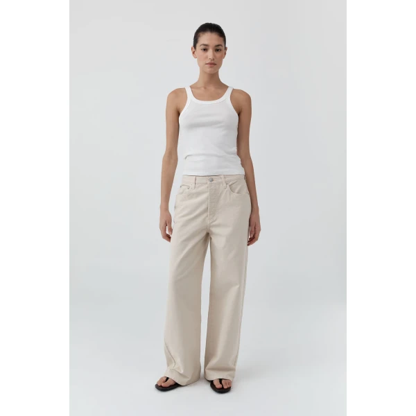 St. Agni Canvas Classic Mid Rise Jeans in Ecru, view 2