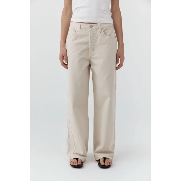St. Agni Canvas Classic Mid Rise Jeans in Ecru, view 3
