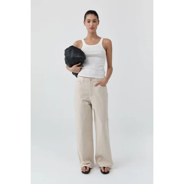 St. Agni Canvas Classic Mid Rise Jeans in Ecru, view 6