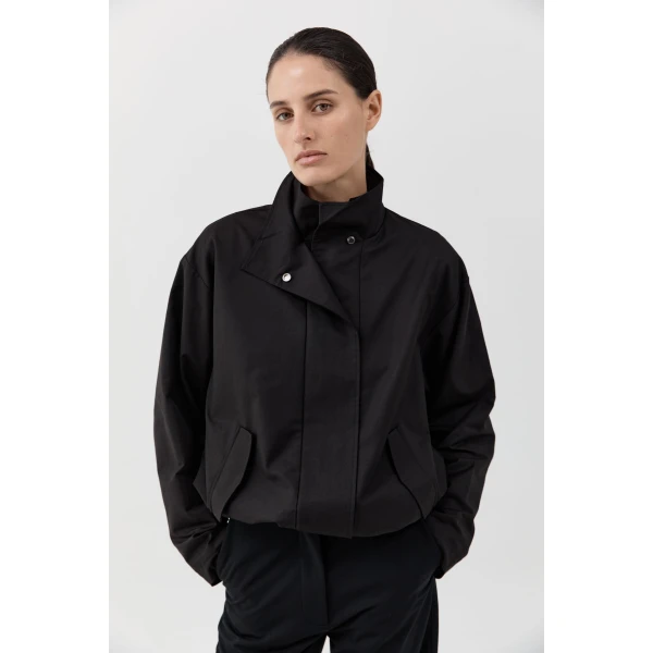 St. Agni Canvas Flight Jacket in Black, view 2
