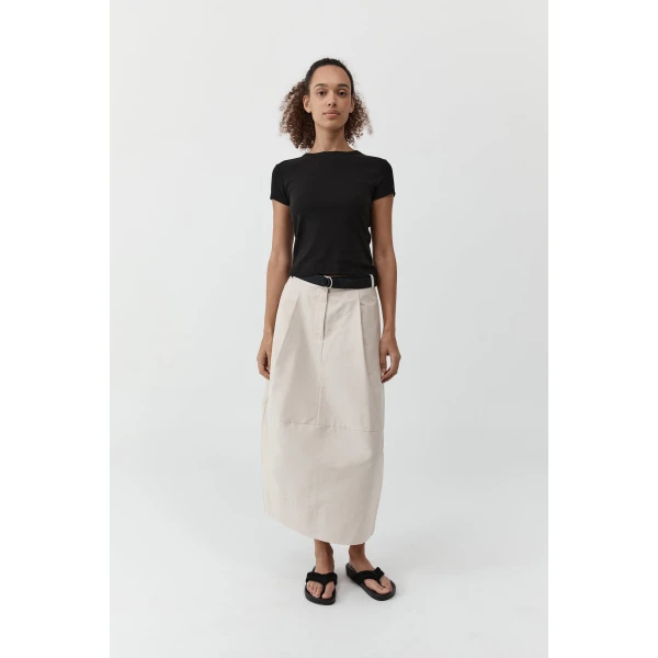 St. Agni Canvas Pleat Cocoon Skirt in Shell, view 2