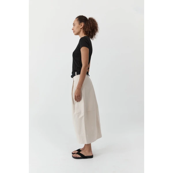 St. Agni Canvas Pleat Cocoon Skirt in Shell, view 4
