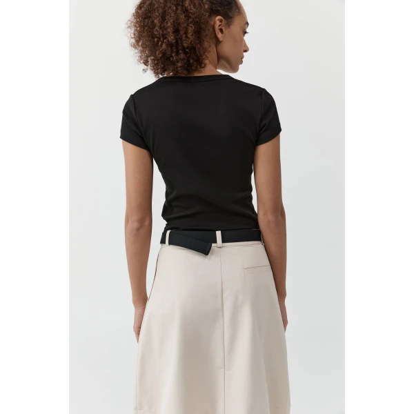St. Agni Canvas Pleat Cocoon Skirt in Shell, view 5